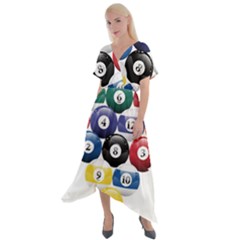 Racked Billiard Pool Balls Cross Front Sharkbite Hem Maxi Dress by Ket1n9