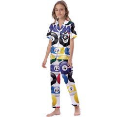 Racked Billiard Pool Balls Kids  Satin Short Sleeve Pajamas Set by Ket1n9