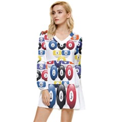 Racked Billiard Pool Balls Tiered Long Sleeve Mini Dress by Ket1n9