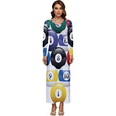 Racked Billiard Pool Balls Long Sleeve Longline Maxi Dress by Ket1n9