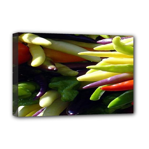 Bright Peppers Deluxe Canvas 18  X 12  (stretched) by Ket1n9