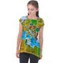 World Map Cap Sleeve High Low Top View1