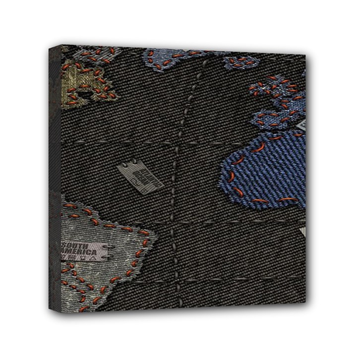 World Map Mini Canvas 6  x 6  (Stretched)