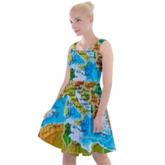 World Map Knee Length Skater Dress by Ket1n9