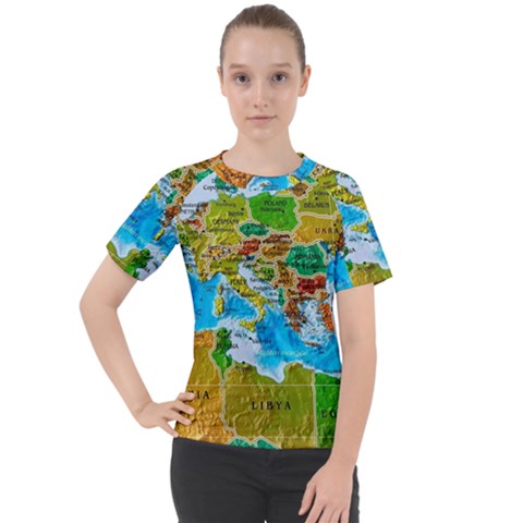 World Map Women s Sport Raglan T-shirt by Ket1n9