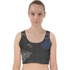 World Map Velvet Racer Back Crop Top by Ket1n9