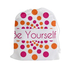 Be Yourself Pink Orange Dots Circular Drawstring Pouch (2xl) by Ket1n9