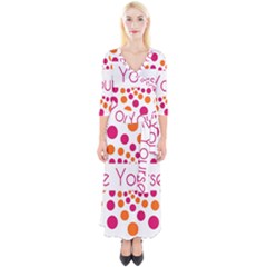 Be Yourself Pink Orange Dots Circular Quarter Sleeve Wrap Maxi Dress by Ket1n9