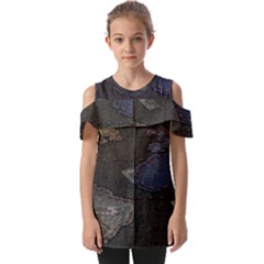 World Map Fold Over Open Sleeve Top by Ket1n9