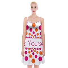 Be Yourself Pink Orange Dots Circular Spaghetti Strap Velvet Dress by Ket1n9