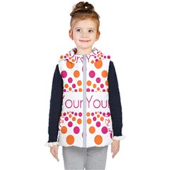 Be Yourself Pink Orange Dots Circular Kids  Hooded Puffer Vest by Ket1n9