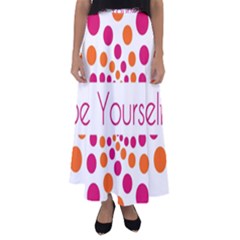 Be Yourself Pink Orange Dots Circular Flared Maxi Skirt by Ket1n9