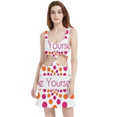 Be Yourself Pink Orange Dots Circular Velour Cutout Dress by Ket1n9