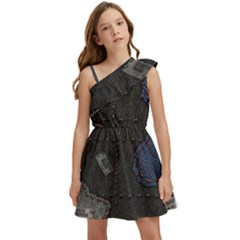 World Map Kids  One Shoulder Party Dress by Ket1n9