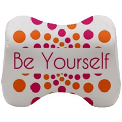 Be Yourself Pink Orange Dots Circular Head Support Cushion by Ket1n9