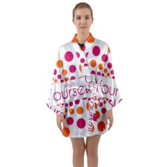 Be Yourself Pink Orange Dots Circular Long Sleeve Satin Kimono by Ket1n9