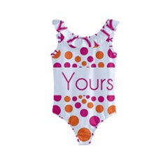 Be Yourself Pink Orange Dots Circular Kids  Frill Swimsuit by Ket1n9