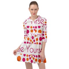 Be Yourself Pink Orange Dots Circular Mini Skater Shirt Dress by Ket1n9