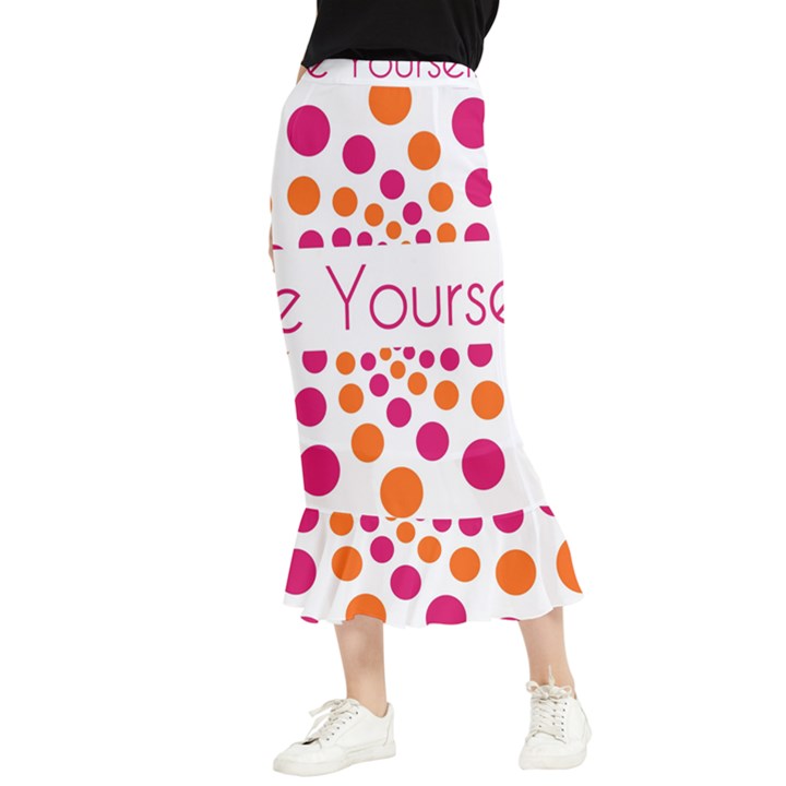 Be Yourself Pink Orange Dots Circular Maxi Fishtail Chiffon Skirt