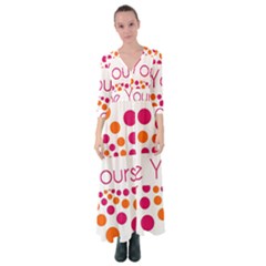 Be Yourself Pink Orange Dots Circular Button Up Maxi Dress by Ket1n9