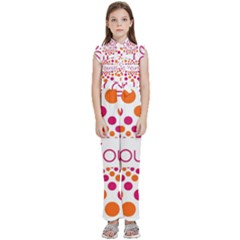 Be Yourself Pink Orange Dots Circular Kids  Sleeveless Ruffle Edge Band Collar Chiffon One Piece by Ket1n9