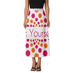 Be Yourself Pink Orange Dots Circular Classic Midi Chiffon Skirt by Ket1n9