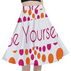 Be Yourself Pink Orange Dots Circular A-line Full Circle Midi Skirt With Pocket by Ket1n9