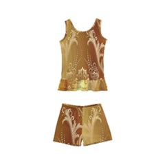 Golden Pattern Vintage Gradient Vector Kids  Boyleg Swimsuit by Ket1n9