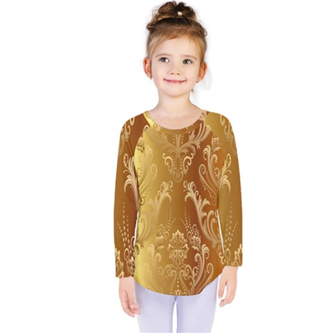 Golden Pattern Vintage Gradient Vector Kids  Long Sleeve T-shirt by Ket1n9