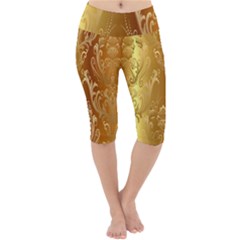 Golden Pattern Vintage Gradient Vector Lightweight Velour Cropped Yoga Leggings by Ket1n9