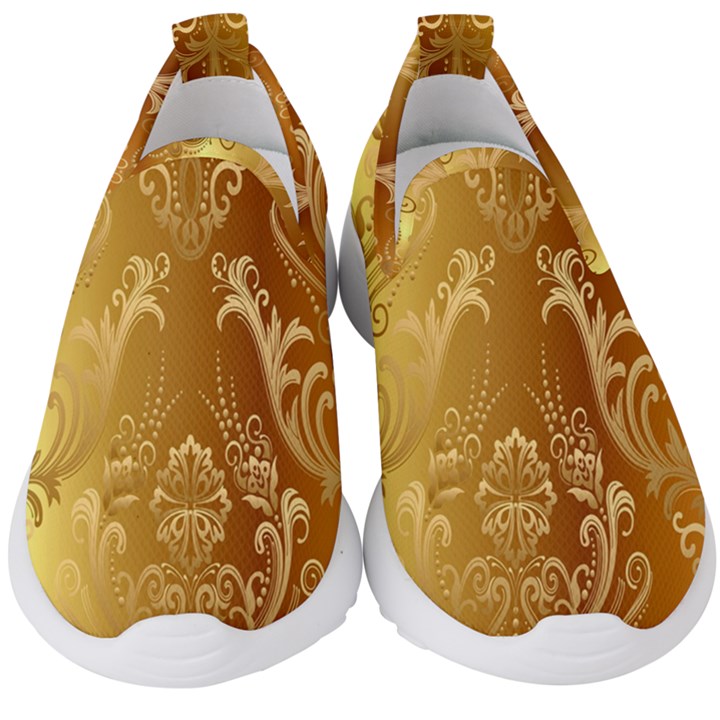 Golden Pattern Vintage Gradient Vector Kids  Slip On Sneakers