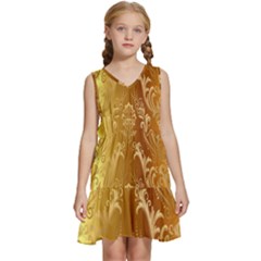 Golden Pattern Vintage Gradient Vector Kids  Sleeveless Tiered Mini Dress by Ket1n9