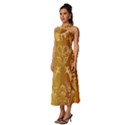 Golden Pattern Vintage Gradient Vector Sleeveless Cross Front Cocktail Midi Chiffon Dress View2