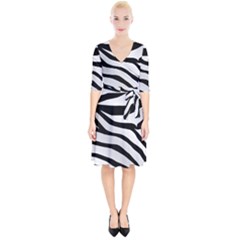 White Tiger Skin Wrap Up Cocktail Dress by Ket1n9