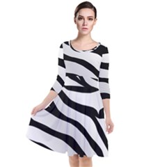 White Tiger Skin Quarter Sleeve Waist Band Dress by Ket1n9