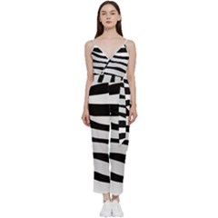 White Tiger Skin V-neck Camisole Jumpsuit by Ket1n9