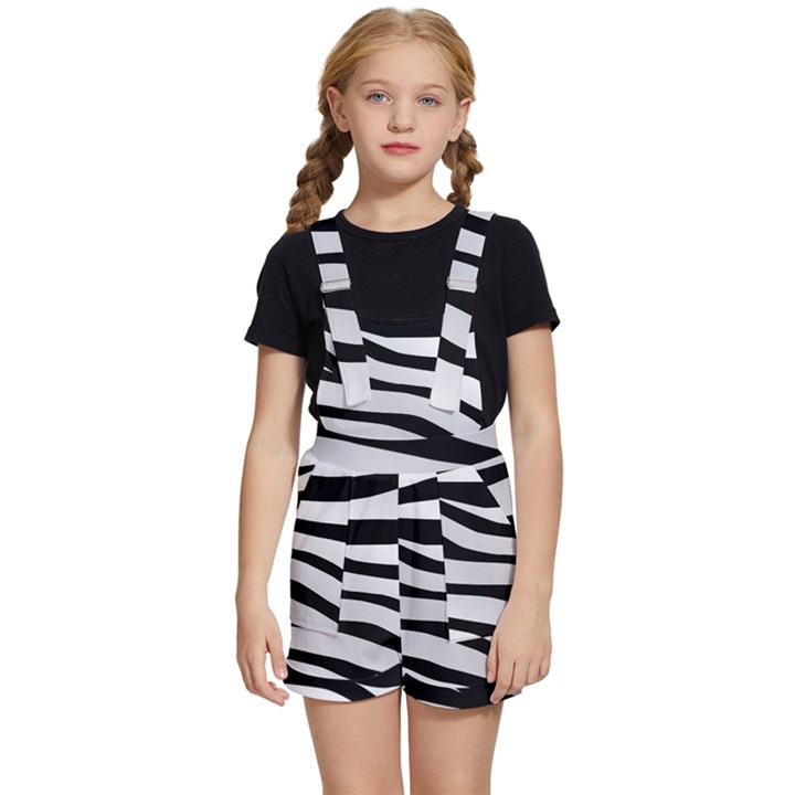 White Tiger Skin Kids  Short Overalls