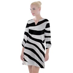 White Tiger Skin Open Neck Shift Dress by Ket1n9