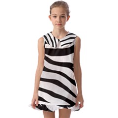 White Tiger Skin Kids  Pilgrim Collar Ruffle Hem Dress by Ket1n9