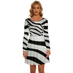 White Tiger Skin Long Sleeve Wide Neck Velvet Dress by Ket1n9