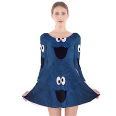 Funny Face Long Sleeve Velvet Skater Dress