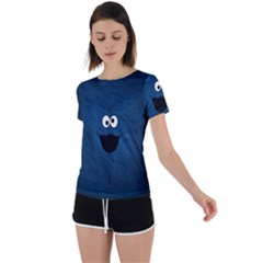 Funny Face Back Circle Cutout Sports T-shirt by Ket1n9