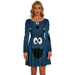 Funny Face Long Sleeve Wide Neck Velvet Dress by Ket1n9