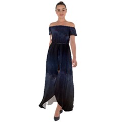 Cosmos Dark Hd Wallpaper Milky Way Off Shoulder Open Front Chiffon Dress by Ket1n9