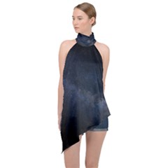 Cosmos Dark Hd Wallpaper Milky Way Halter Asymmetric Satin Top by Ket1n9