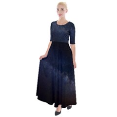 Cosmos Dark Hd Wallpaper Milky Way Half Sleeves Maxi Dress by Ket1n9