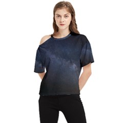 Cosmos Dark Hd Wallpaper Milky Way One Shoulder Cut Out T-shirt by Ket1n9