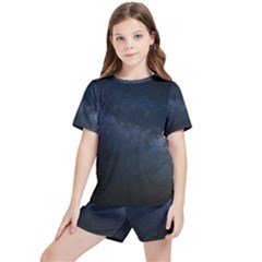 Cosmos Dark Hd Wallpaper Milky Way Kids  T-shirt And Sports Shorts Set by Ket1n9