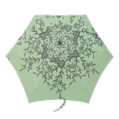 Illustration Of Butterflies And Flowers Ornament On Green Background Mini Folding Umbrellas by Ket1n9