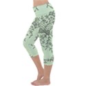 Illustration Of Butterflies And Flowers Ornament On Green Background Capri Yoga Leggings View2